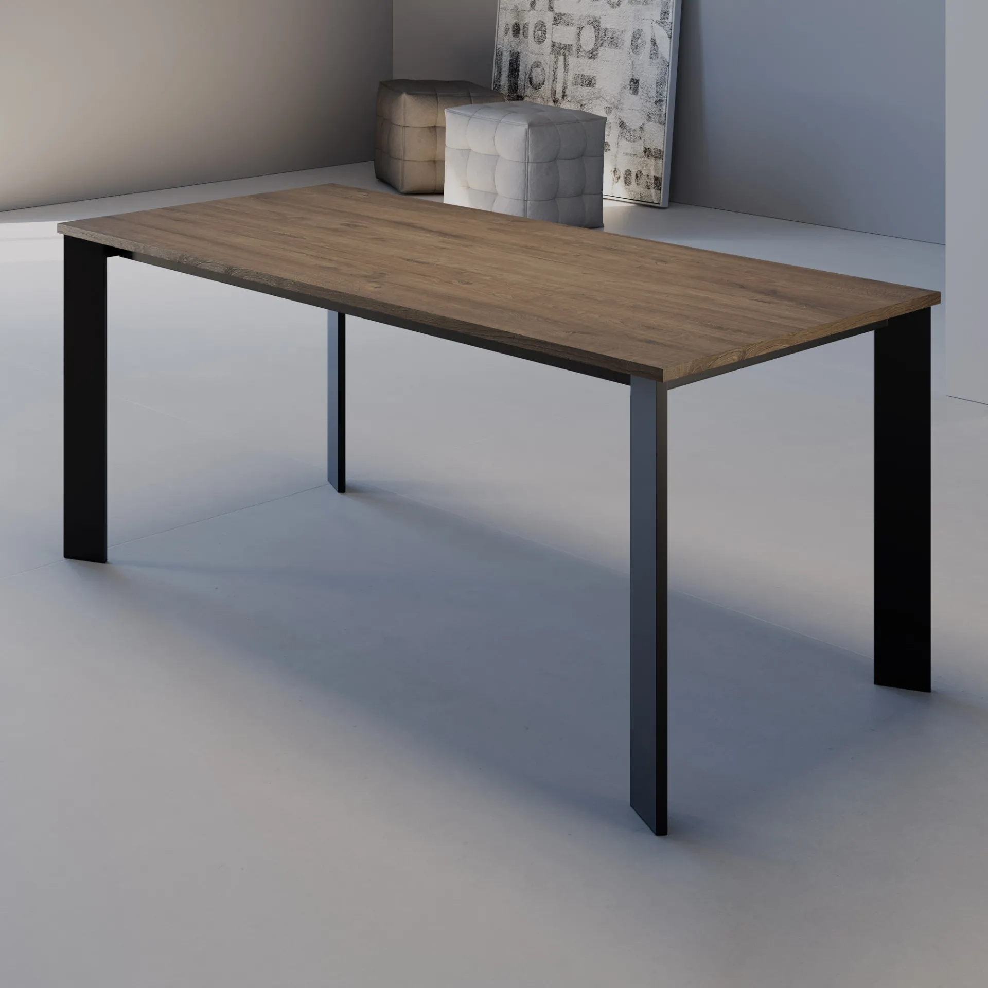 Tavolo allungabile Santo Domingo Tecnolegno con piano effetto rovere e gambe nere
