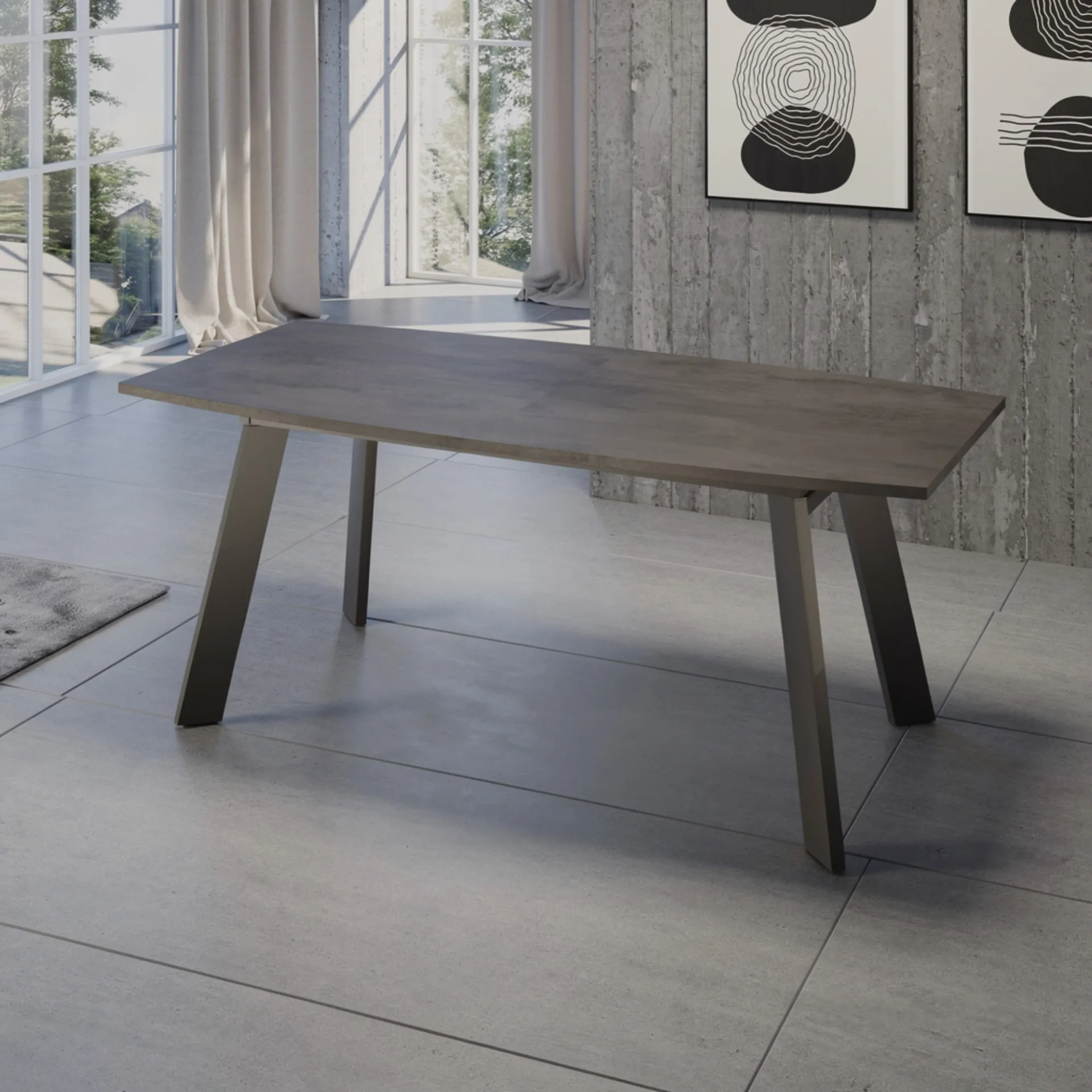Tavolo Savona botte Tecnolegno con piano grigio scuro