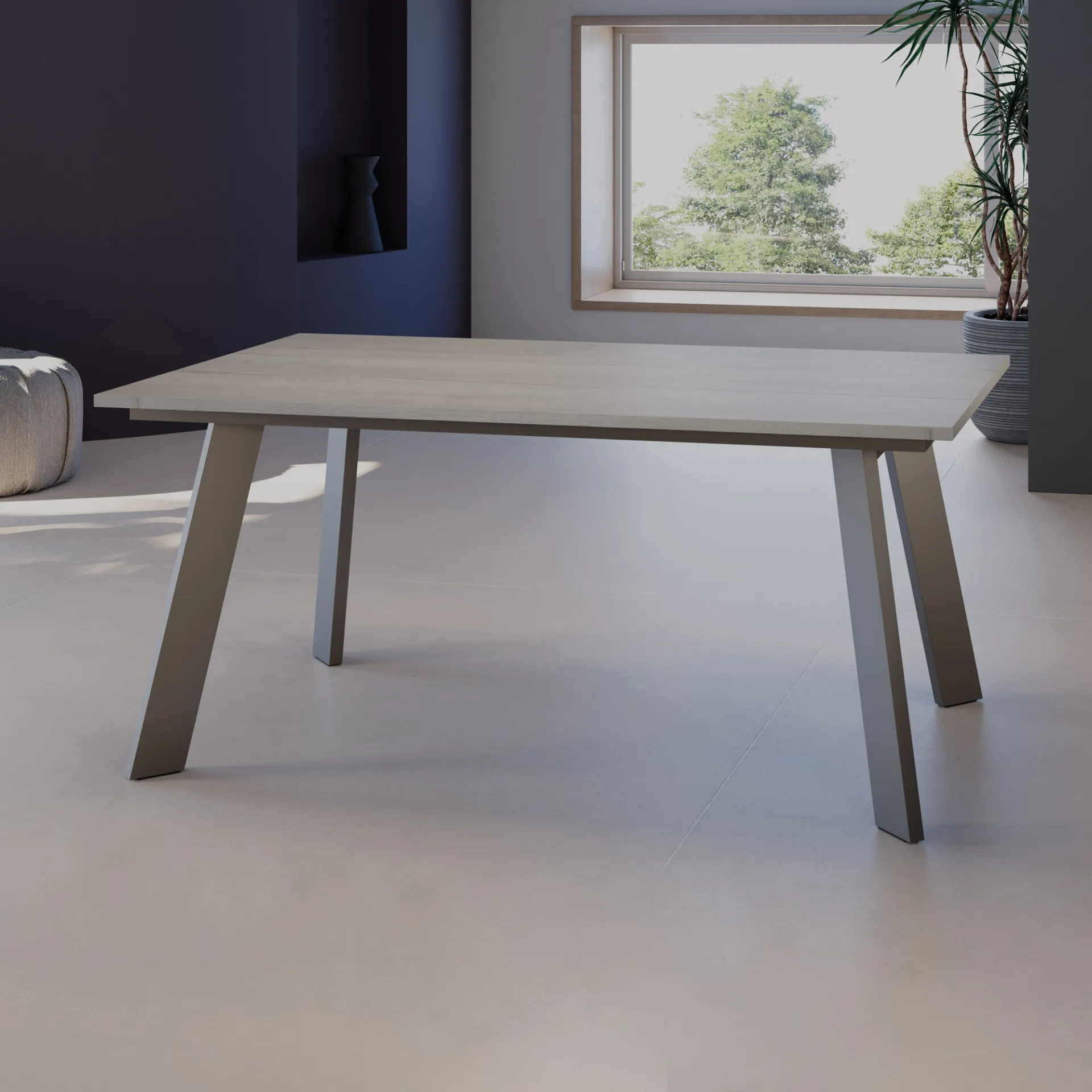Tavolo Savona Tecnolegno in visone con piano rovere sbiancato