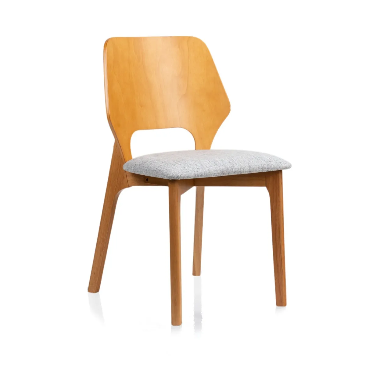 Sedia Natacha Wood Tomasucci scontornata con seduta grigio chiaro