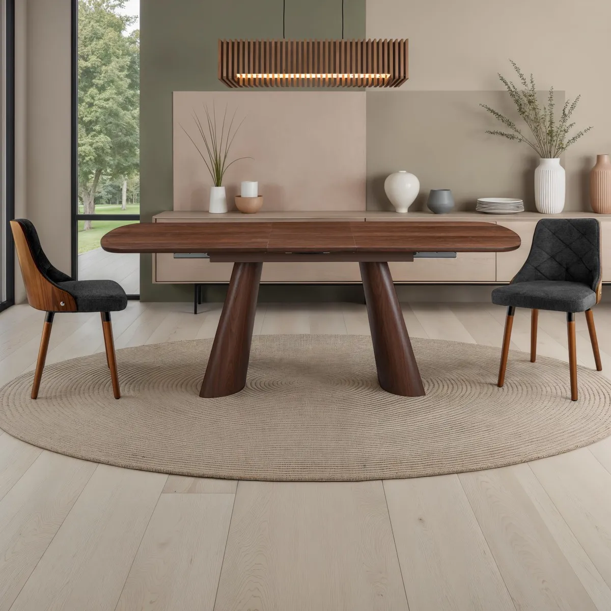 Tavolo Otra Dark Wood Tomasucci in noce con gambe laterali