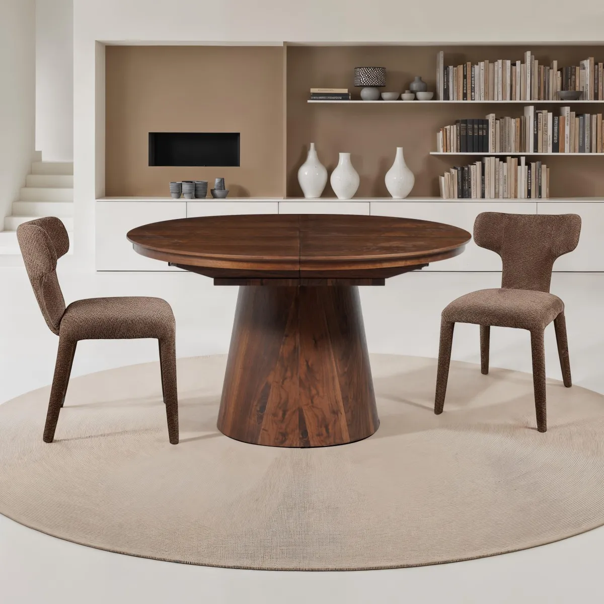 Tavolo Glomma Dark Wood Tomasucci in noce con gamba a colonna