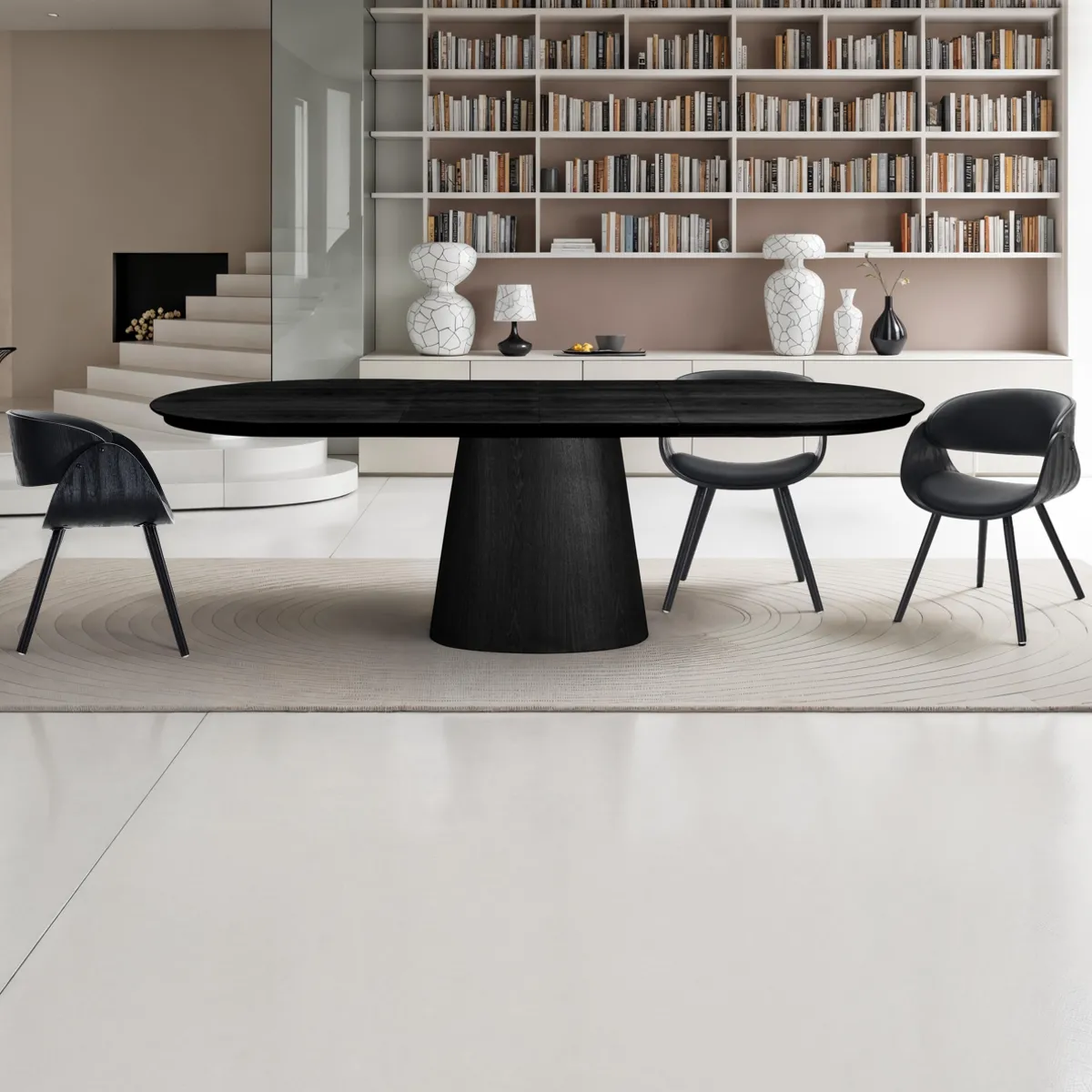 Tavolo Rauma Black Wood Tomasucci con gamba centrale nera