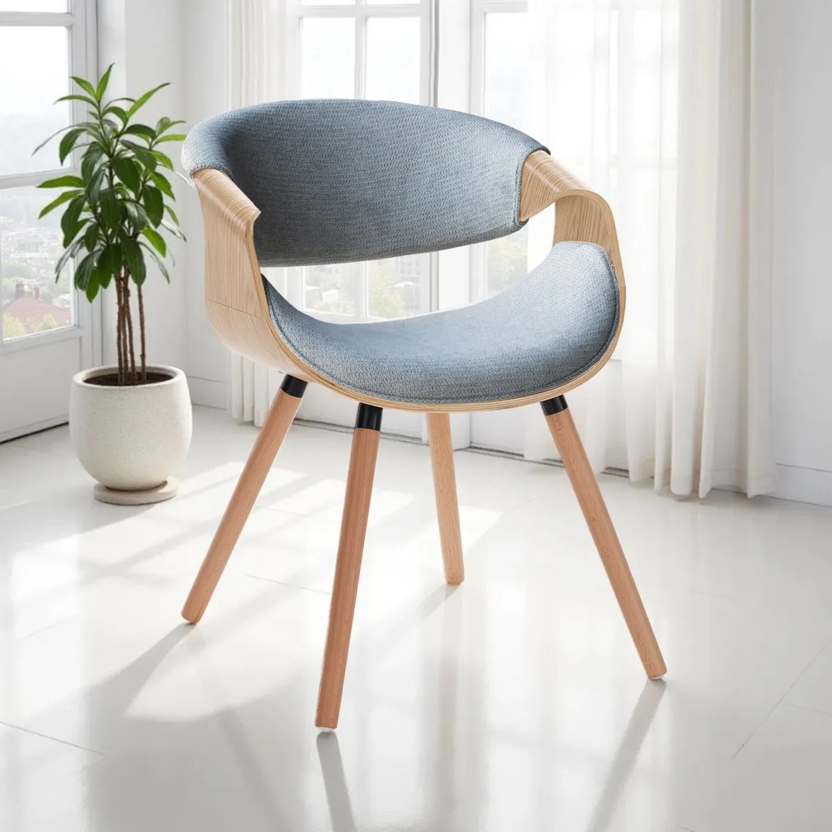 Sedia Visby 2 Wood Grey Tomasucci in rovere e tessuto grigio