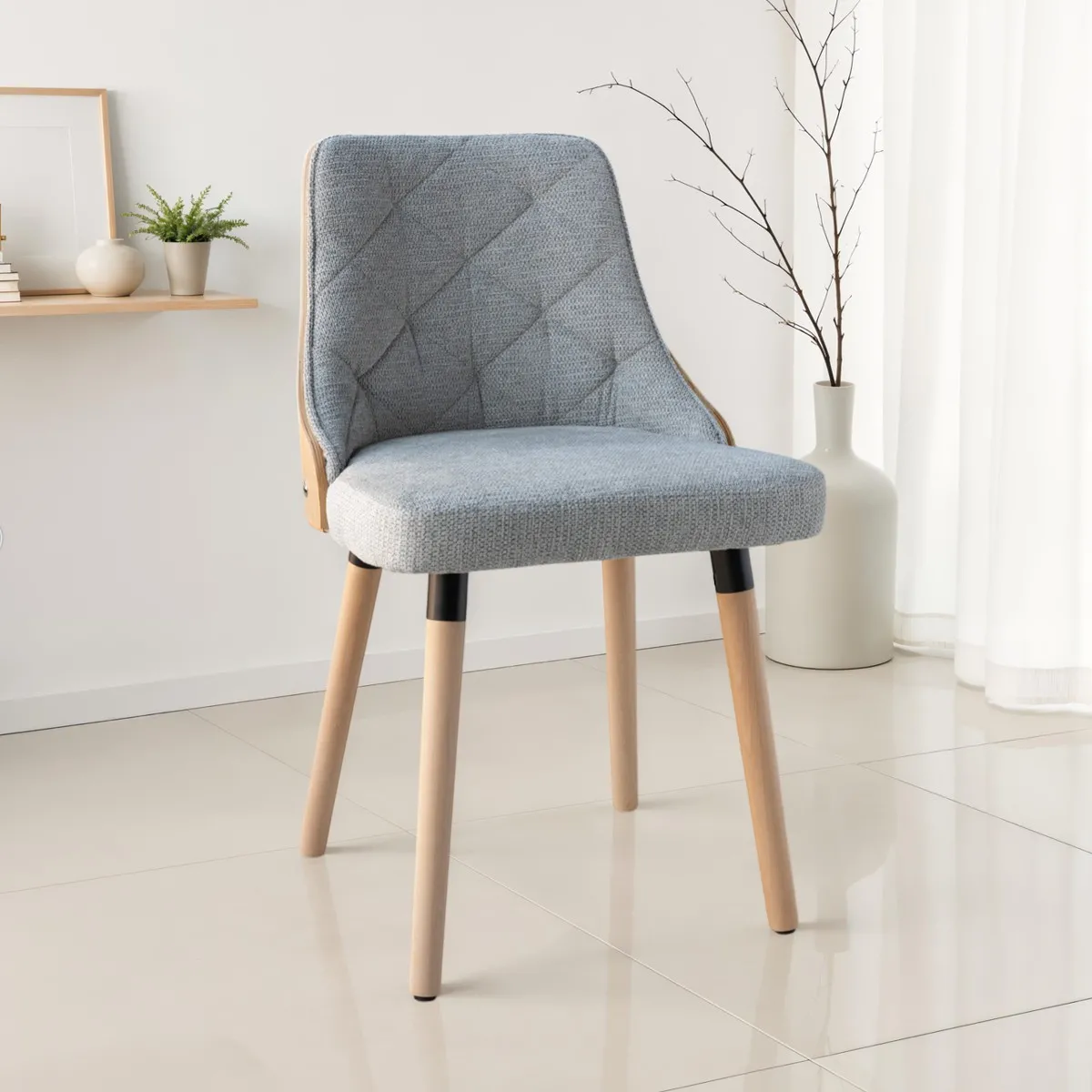 Sedia Sabry Wood Grey Tomasucci in rovere e tessuto grigio