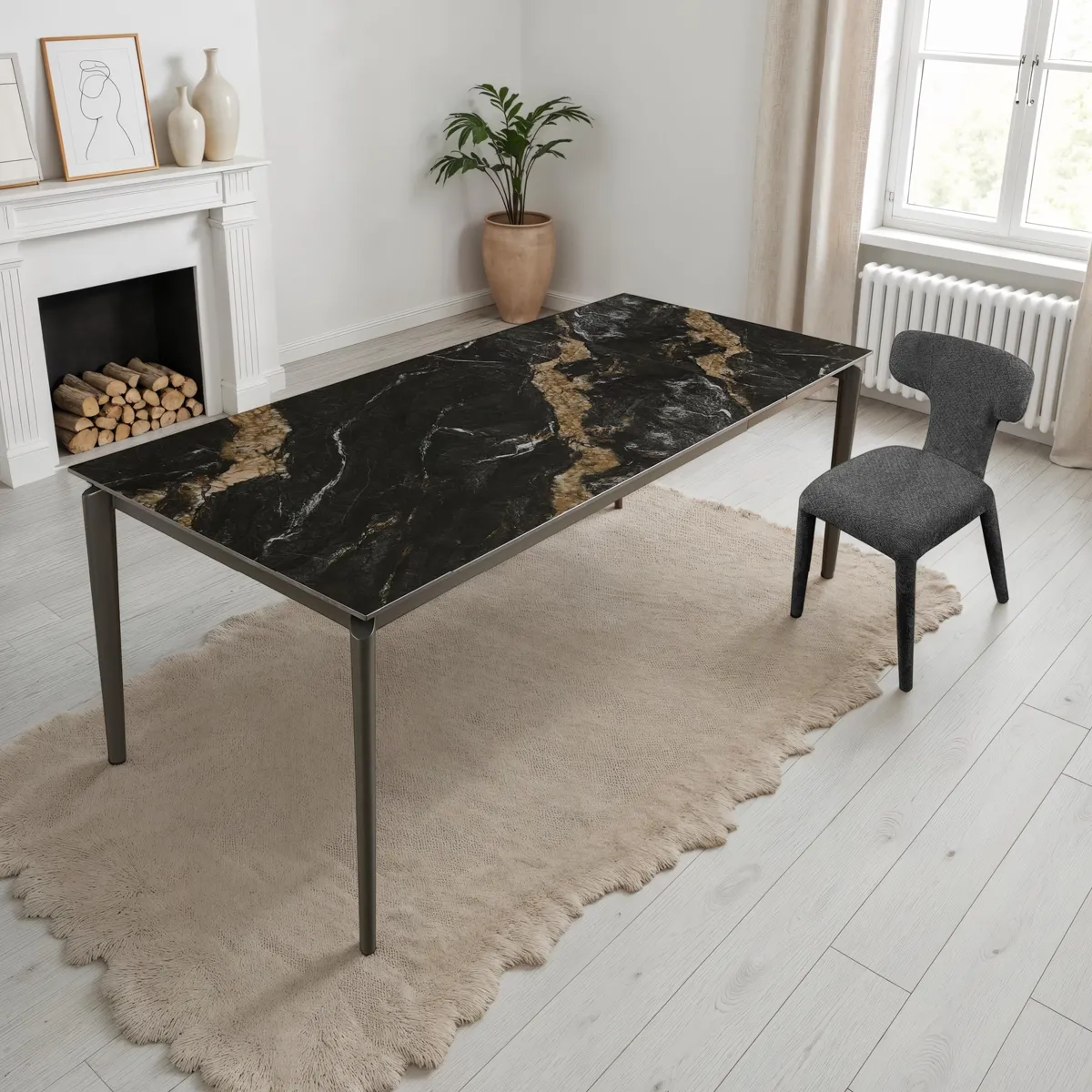Tavolo allungabile Wide Tomasucci in ceramica Calacatta nera