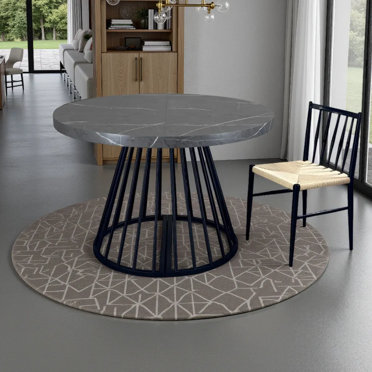 Tavolo rotondo Fear Grey Marble Tomasucci su base a raggiera