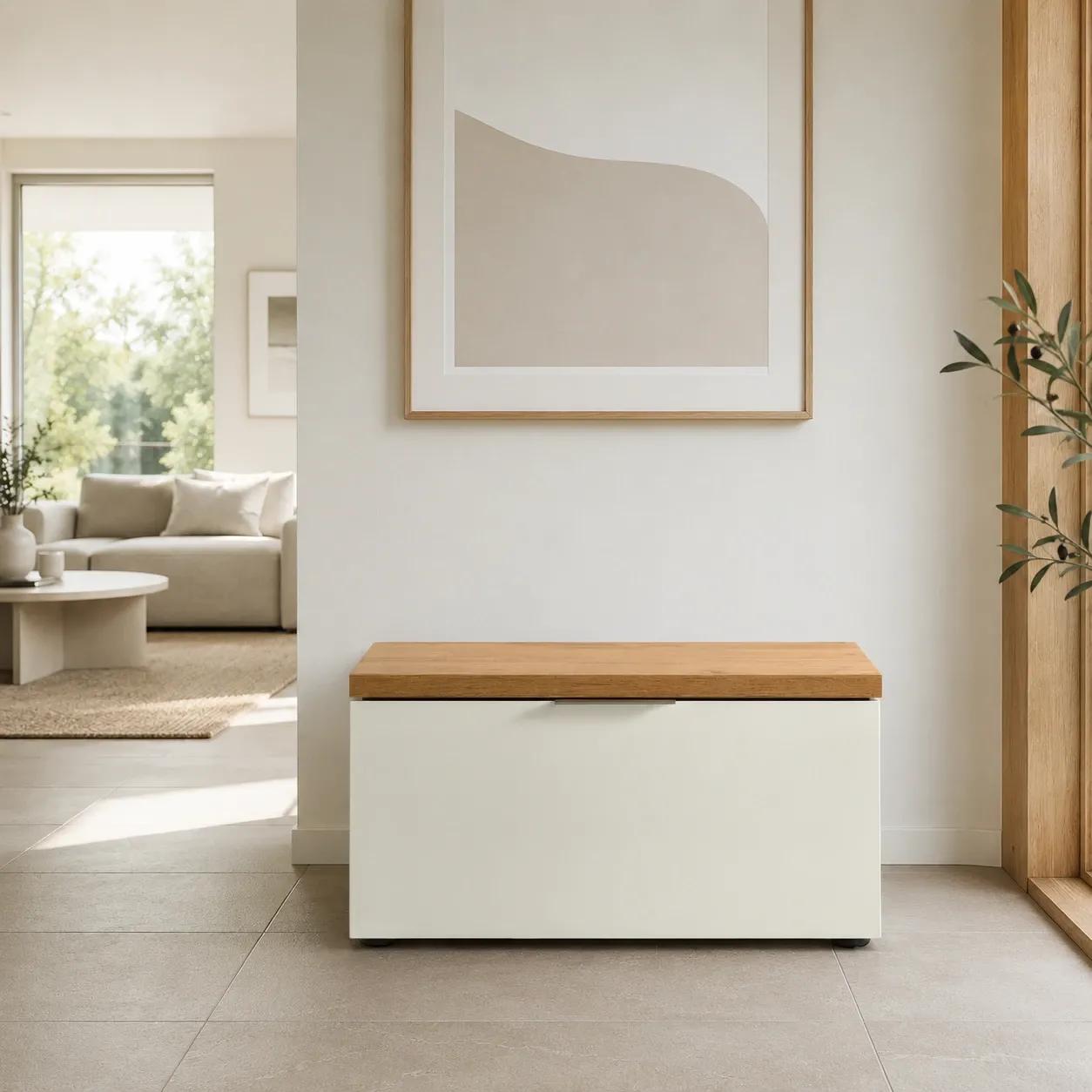 Panca Annency White Tomasucci bianca con top rovere