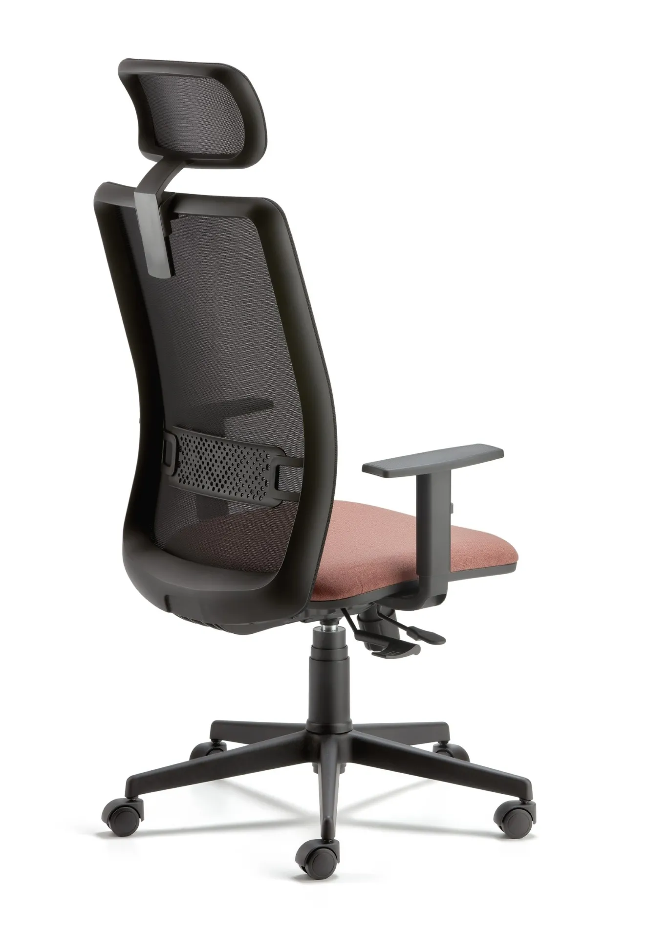 Retro della sedia Blaze Compir con supporto lombare e sedile rosa antico