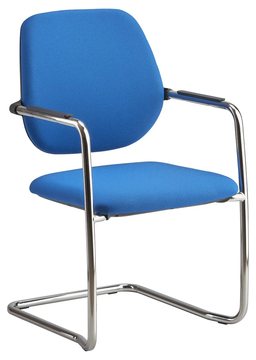 Sedia visitatore Light Compir a slitta con schienale imbottito blu