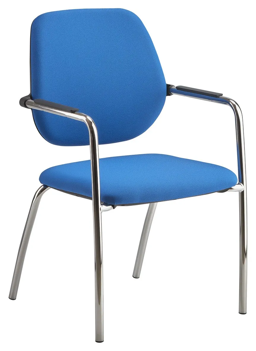 Sedia Light Compir a quattro gambe cromate con schienale e sedile blu