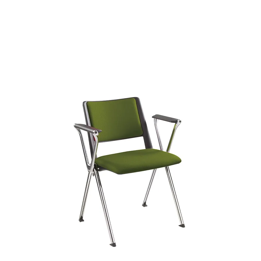 Sedia Free Compir con sedile e schienale tappezzati in verde