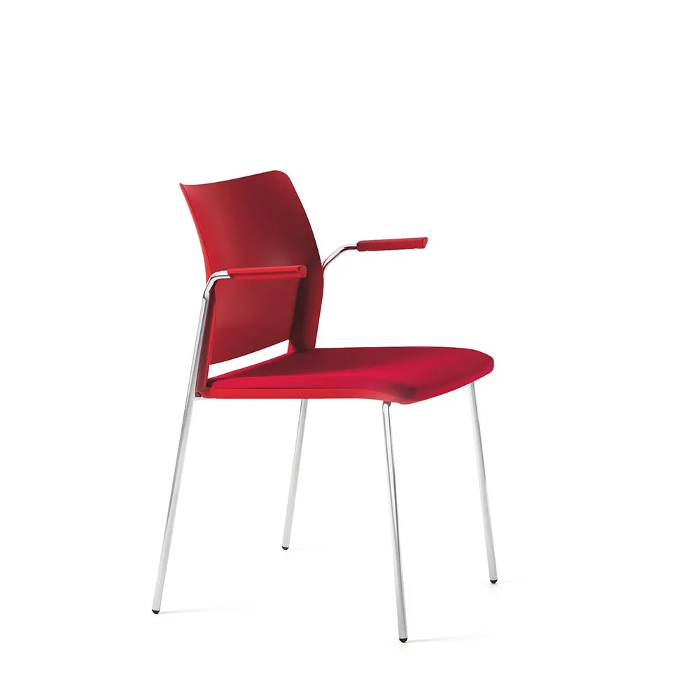 Sedia Speed Compir rossa a quattro gambe con braccioli