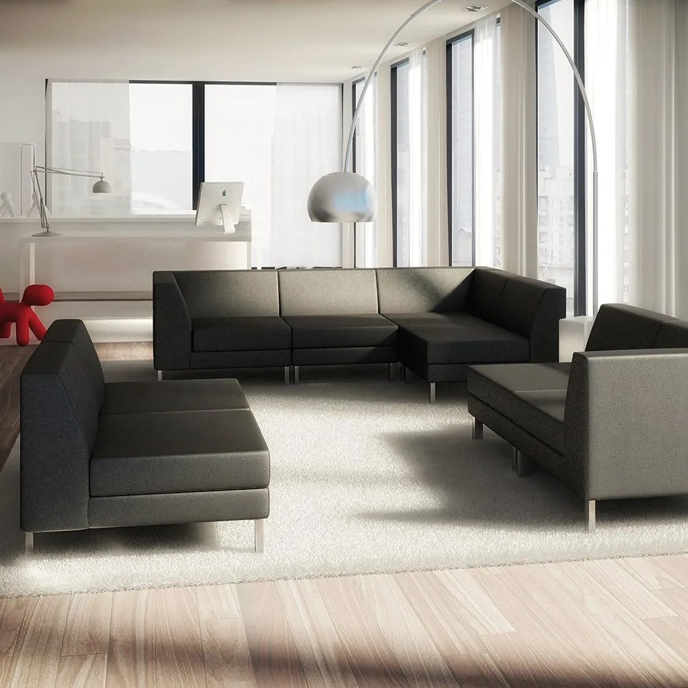 Composizione di sedute modulari Sintonia Compir grigio scuro in una lounge