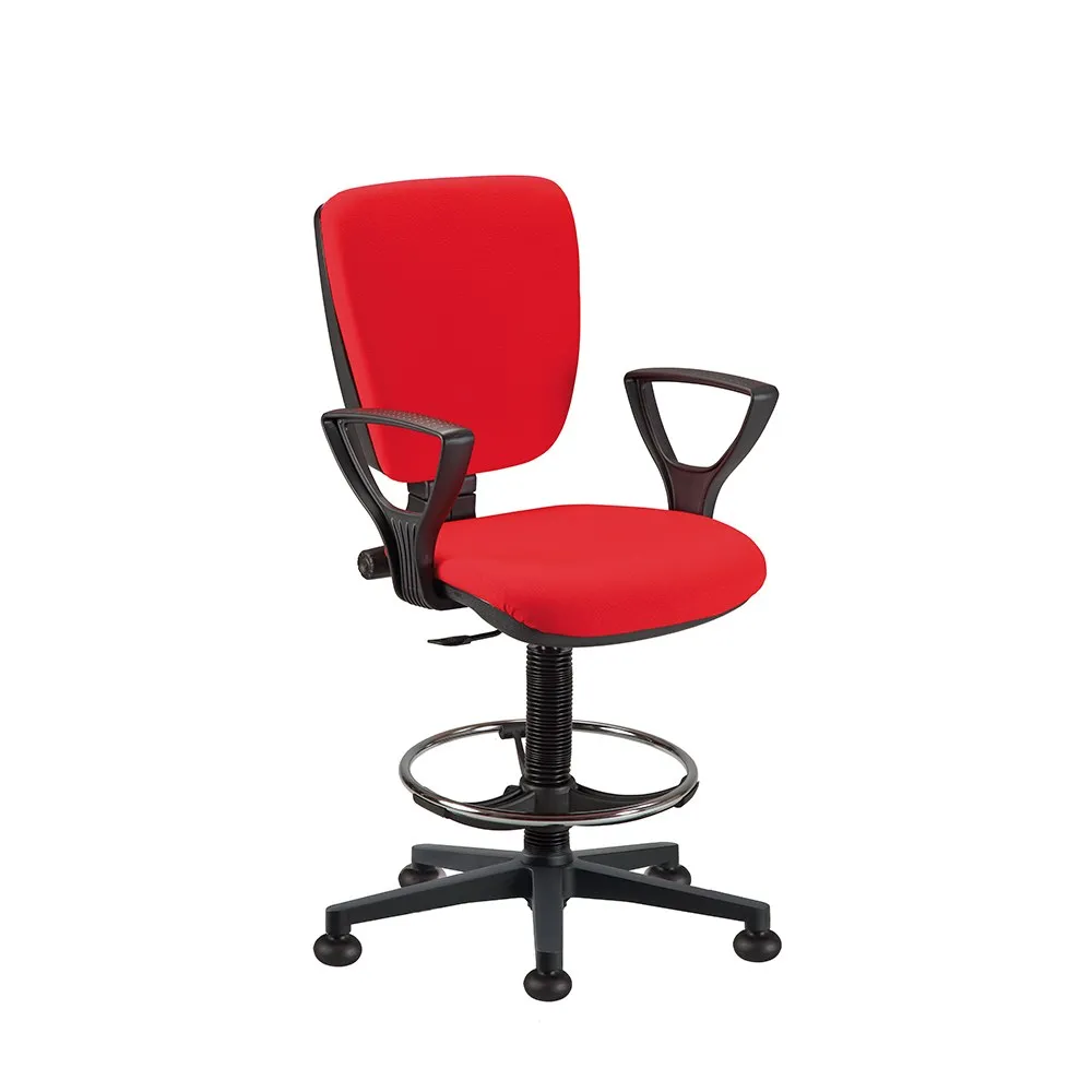 Sgabello Mix Compir rosso con braccioli e poggiapiedi