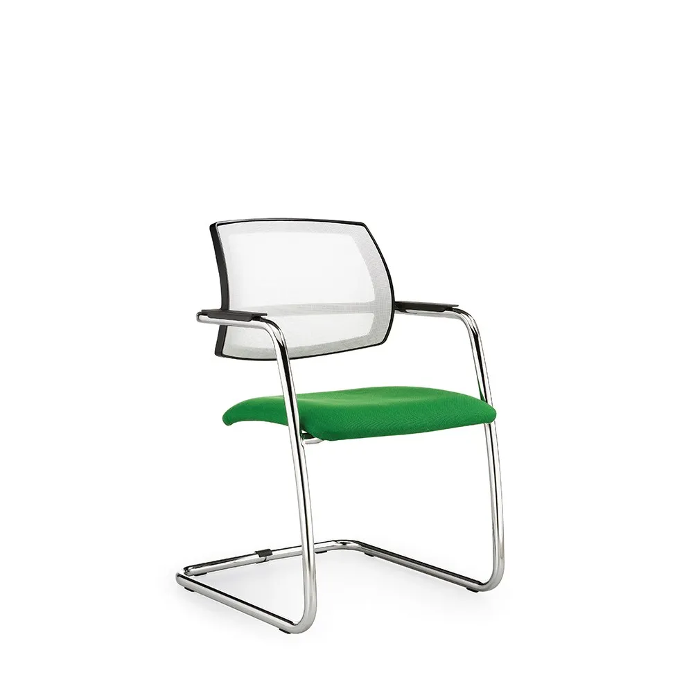 Sedia visitatore Wing Compir con telaio a slitta cromato