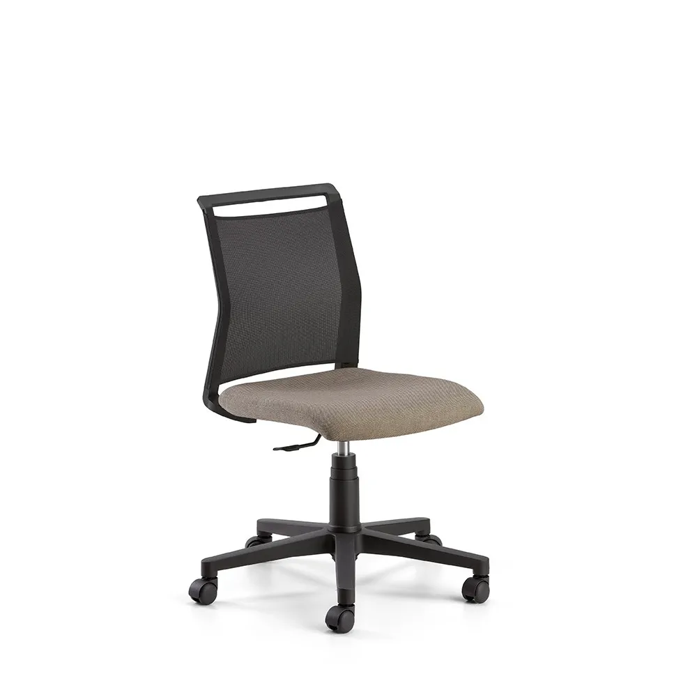 Sedia girevole Nur Compir senza braccioli con sedile in tessuto beige