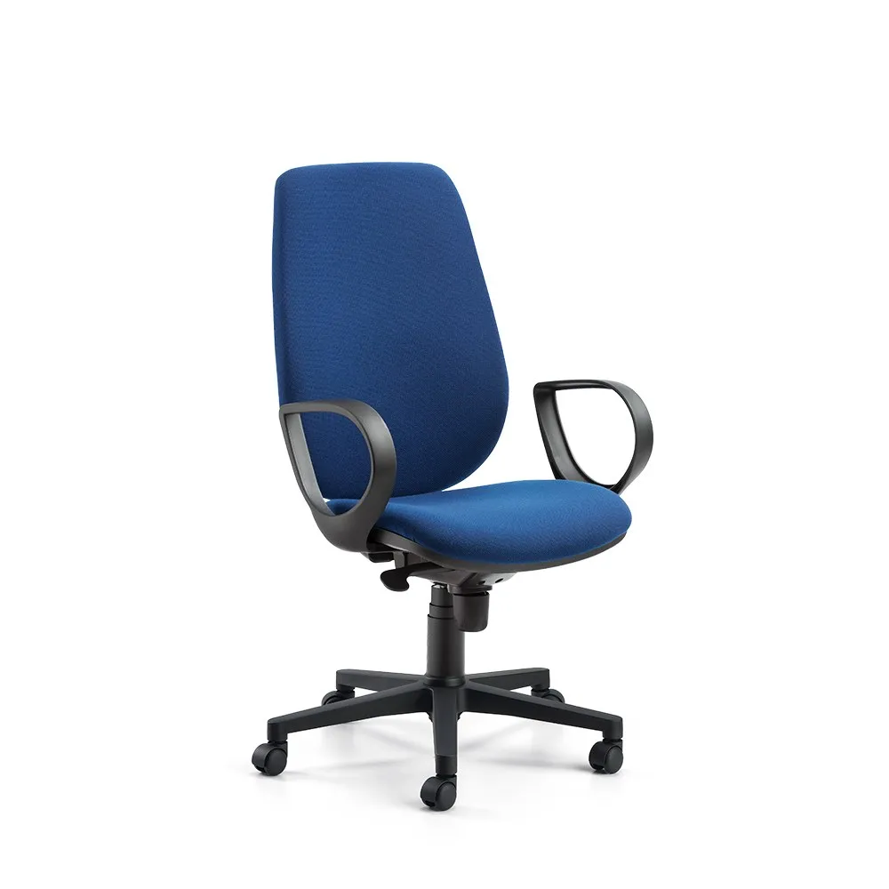 Poltrona Unix Compir blu con schienale medio e braccioli ad anello