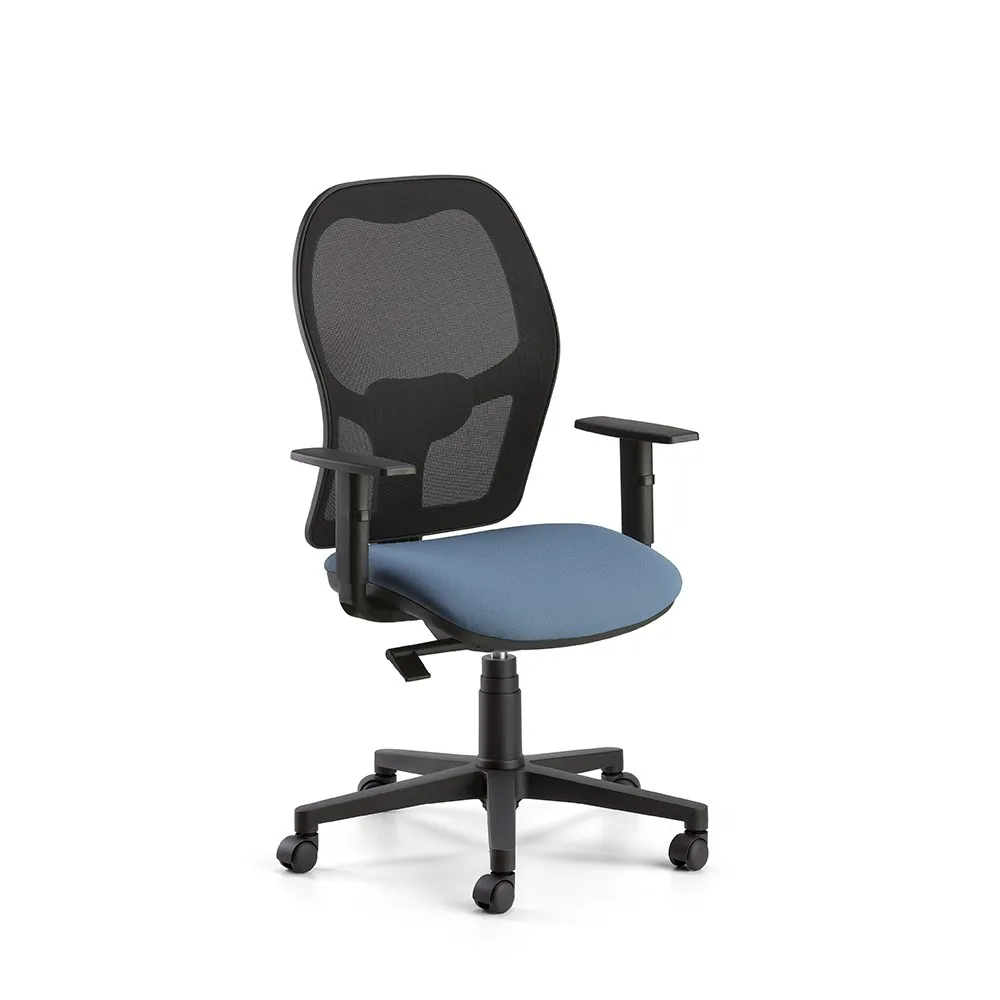 Sedia Vegas Compir con schienale in rete nero e sedile grigio azzurro