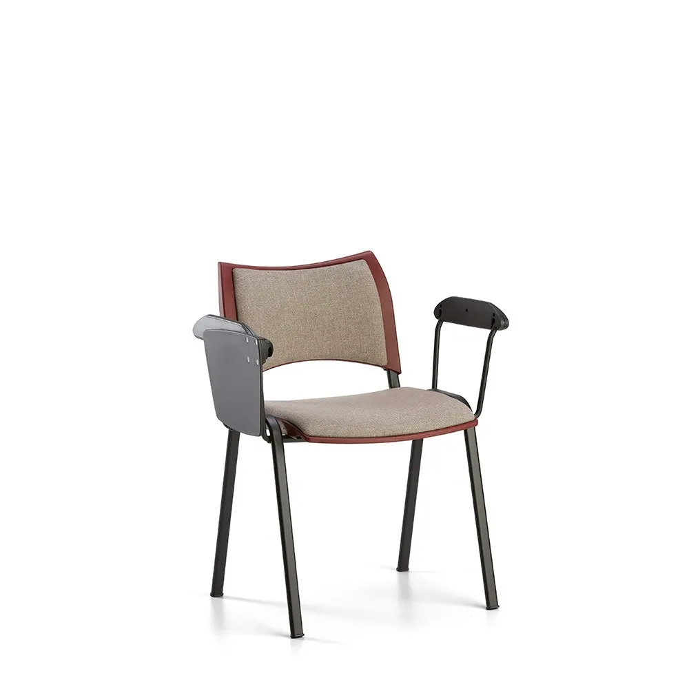 Sedia Frill Compir con imbottitura beige, bracciolo e tavoletta scrittoio