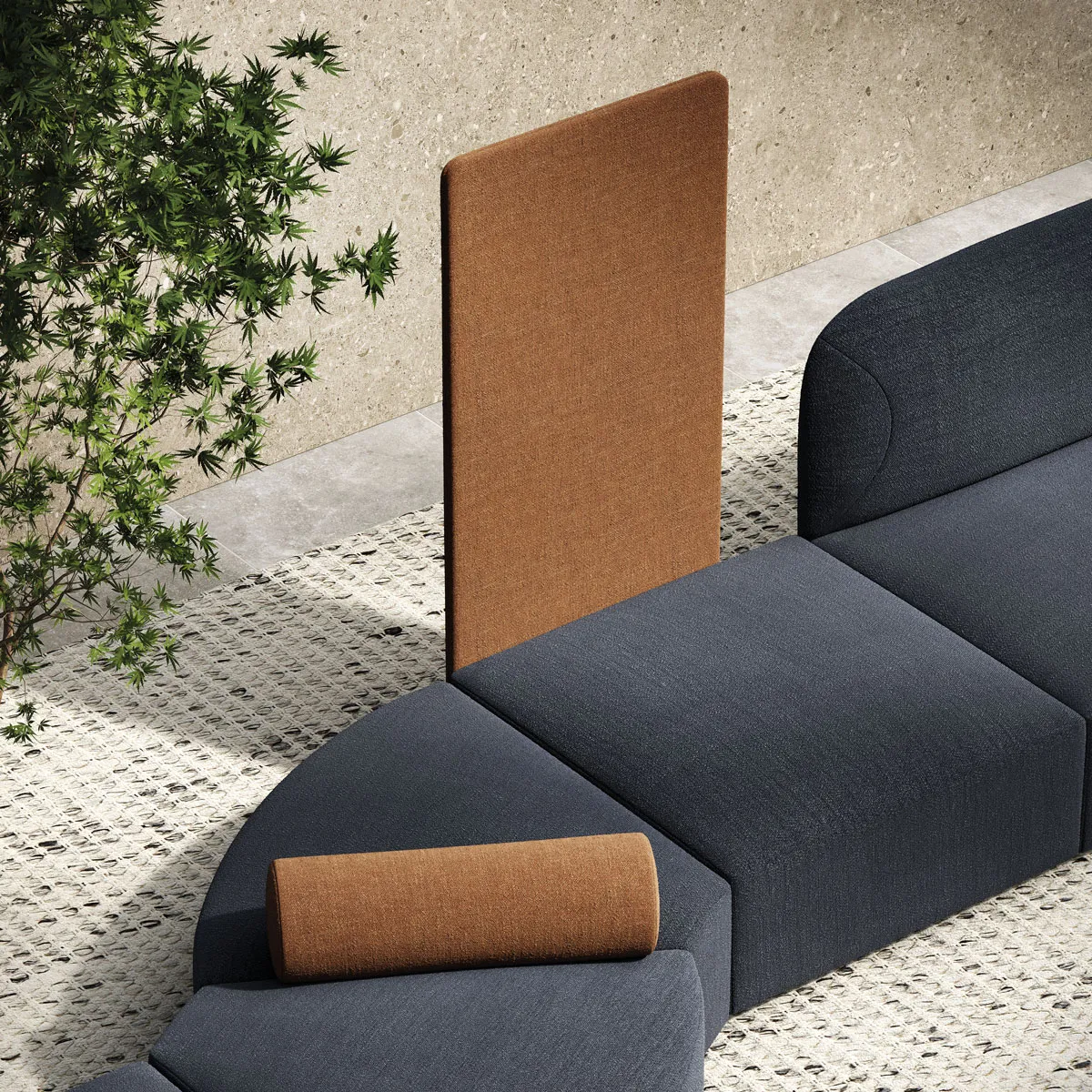 Moduli Alplus Lounge Frezza con quinta in tessuto arancio