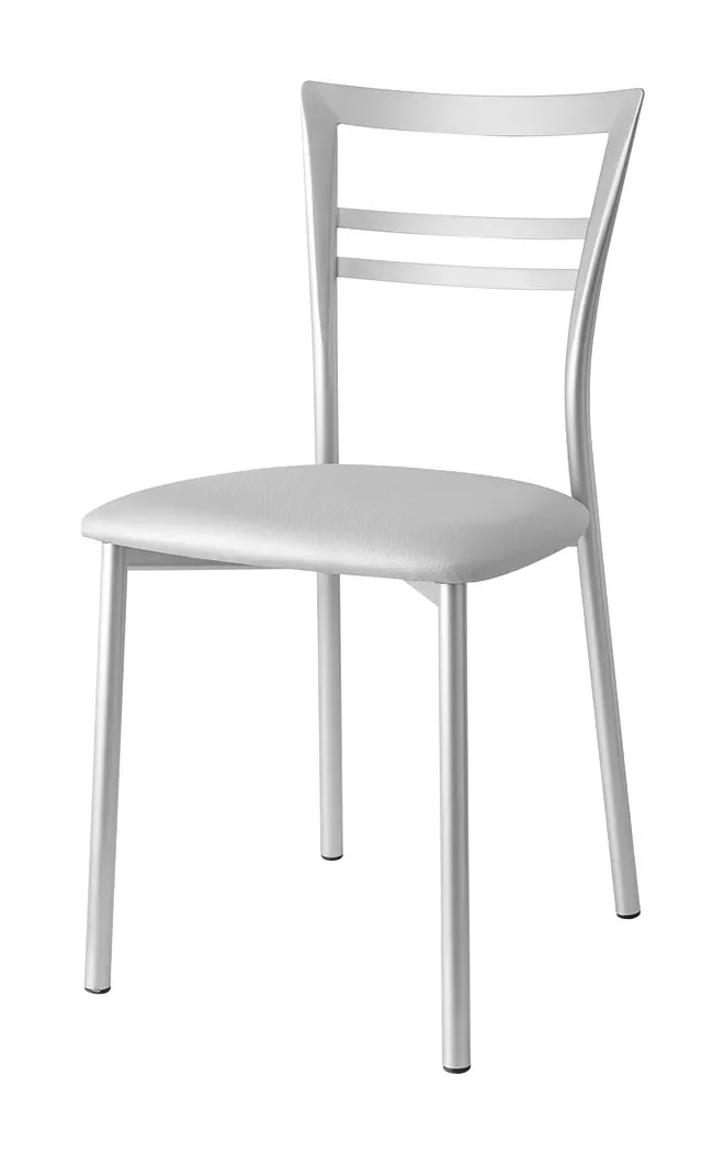 Sedia Go! Connubia con struttura in metallo satinato e sedile bianco su fondo bianco