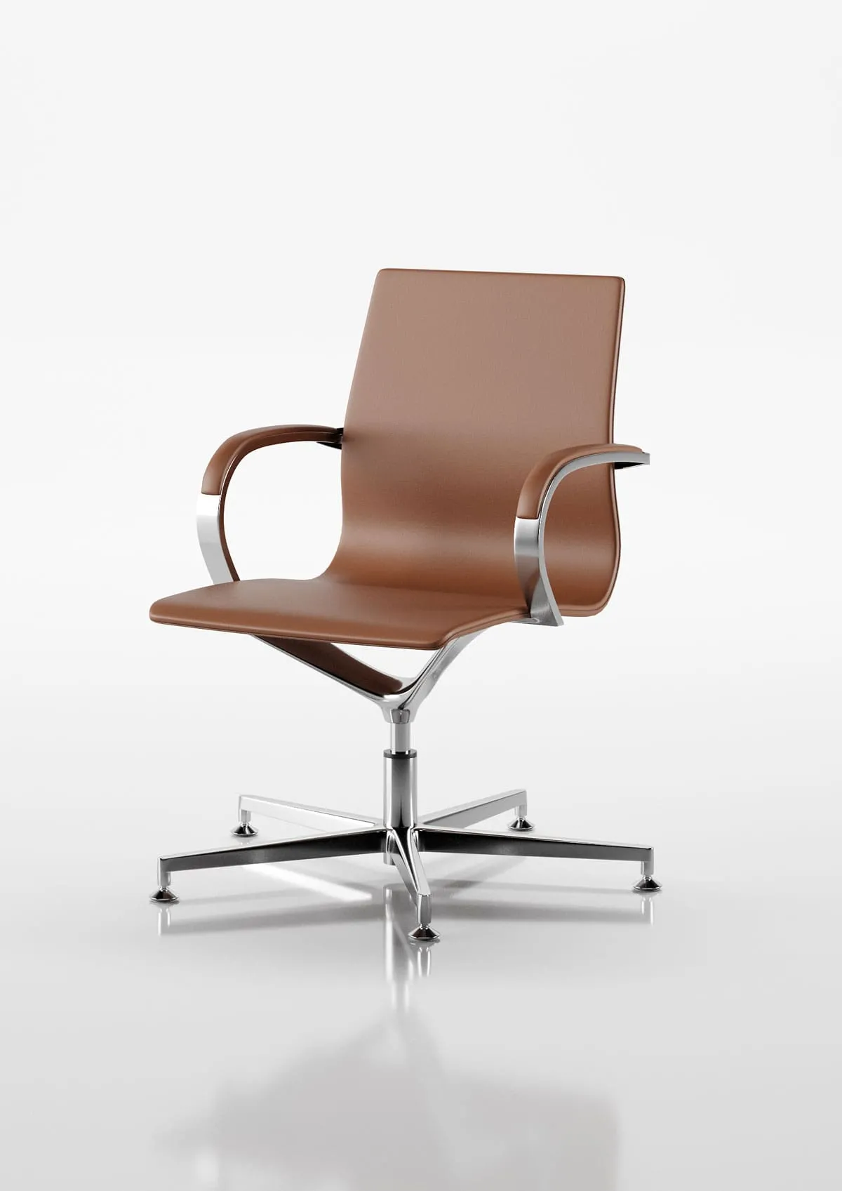 Sedia visitatore EM 204 Frezza in pelle cuoio con base in alluminio