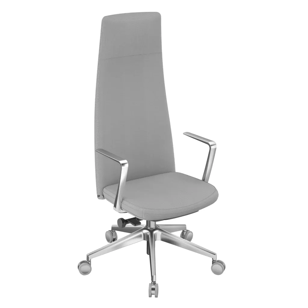 Poltrona direzionale Anchor Unisit a schienale alto in tessuto grigio con braccioli in alluminio