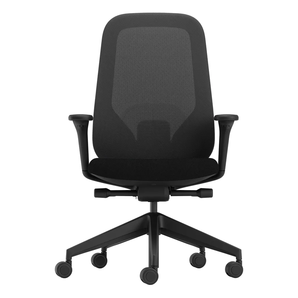 Sedia ergonomica Joga Unisit tutta nera vista di fronte