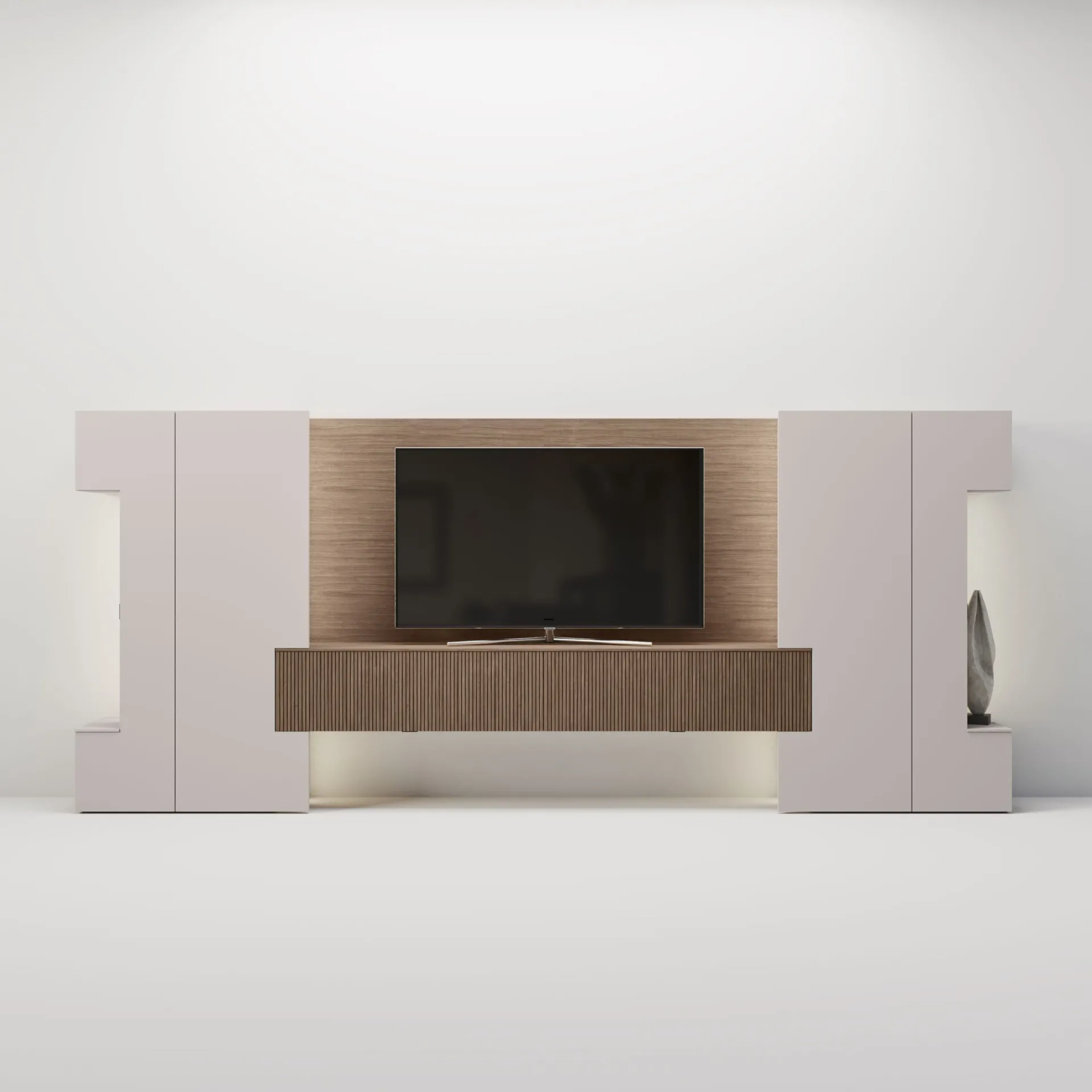 Composizione Shaped 2B Italia su fondo chiaro con colonne sagomate ai lati
