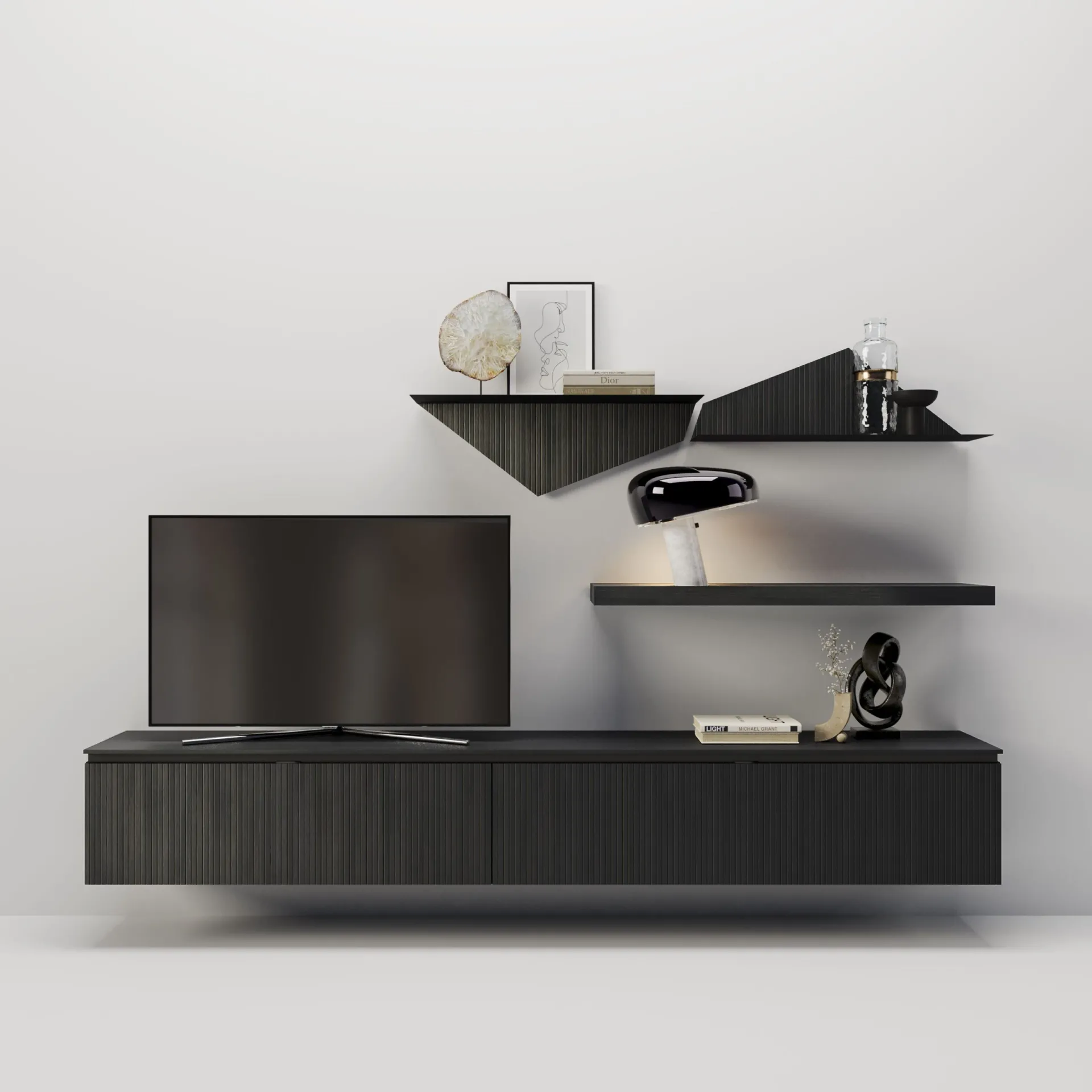Composizione Slat 2B Italia con base dogata nera su fondo chiaro