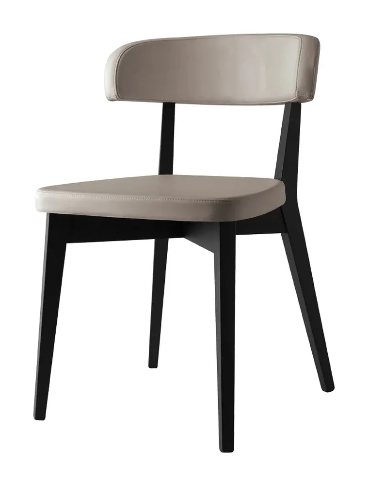 Sedia Siren Connubia con gambe in faggio grafite e imbottitura grigio tortora su fondo bianco