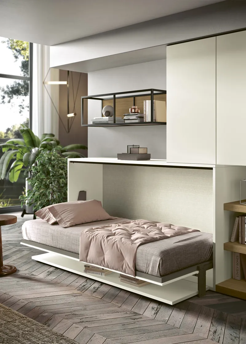 Letto a scomparsa aperto con la scrivania Tandem 2B Italia