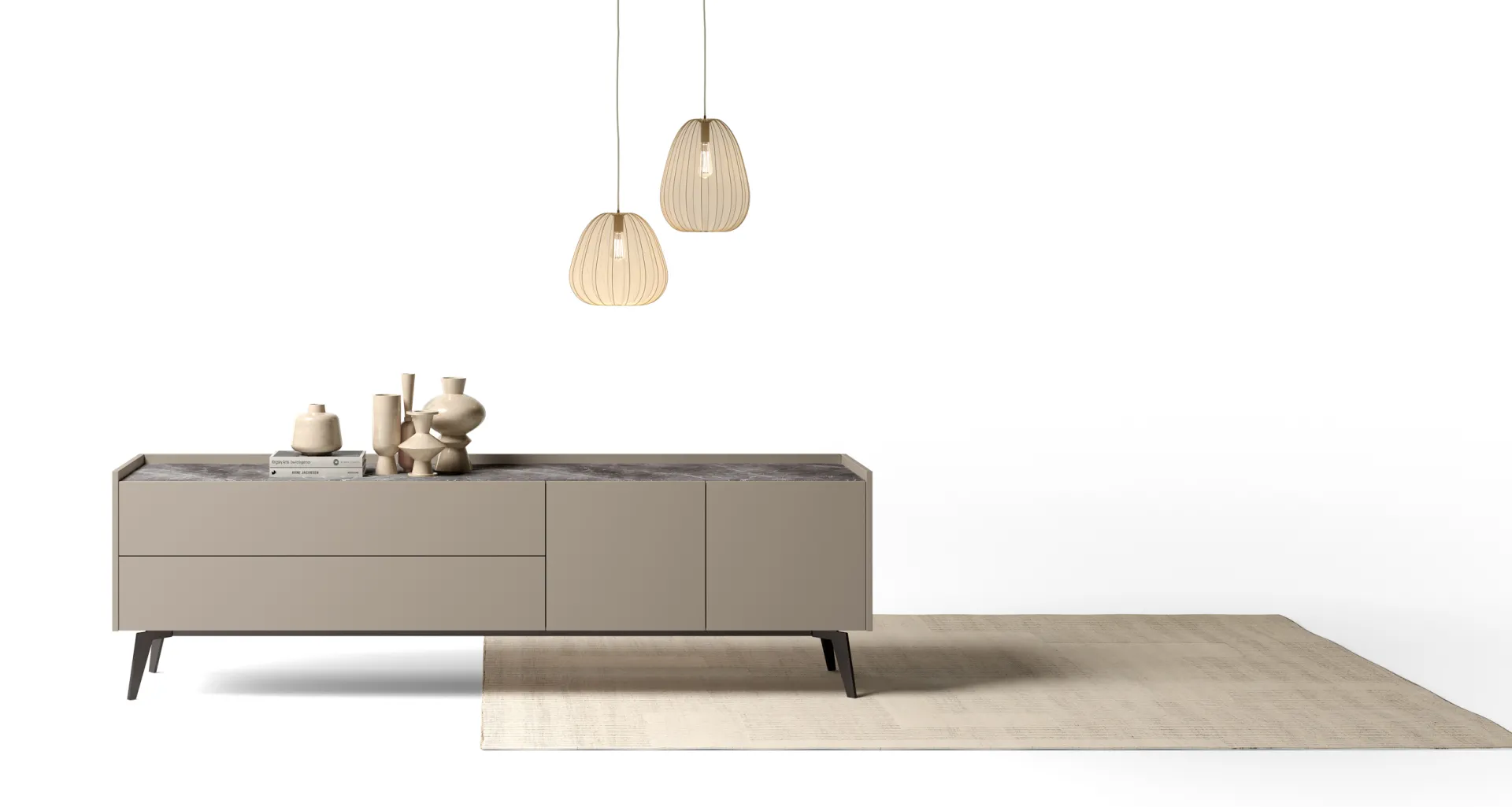 Madia Linear 13 Adriatica visone congo con top azzano sotto lampade a sospensione