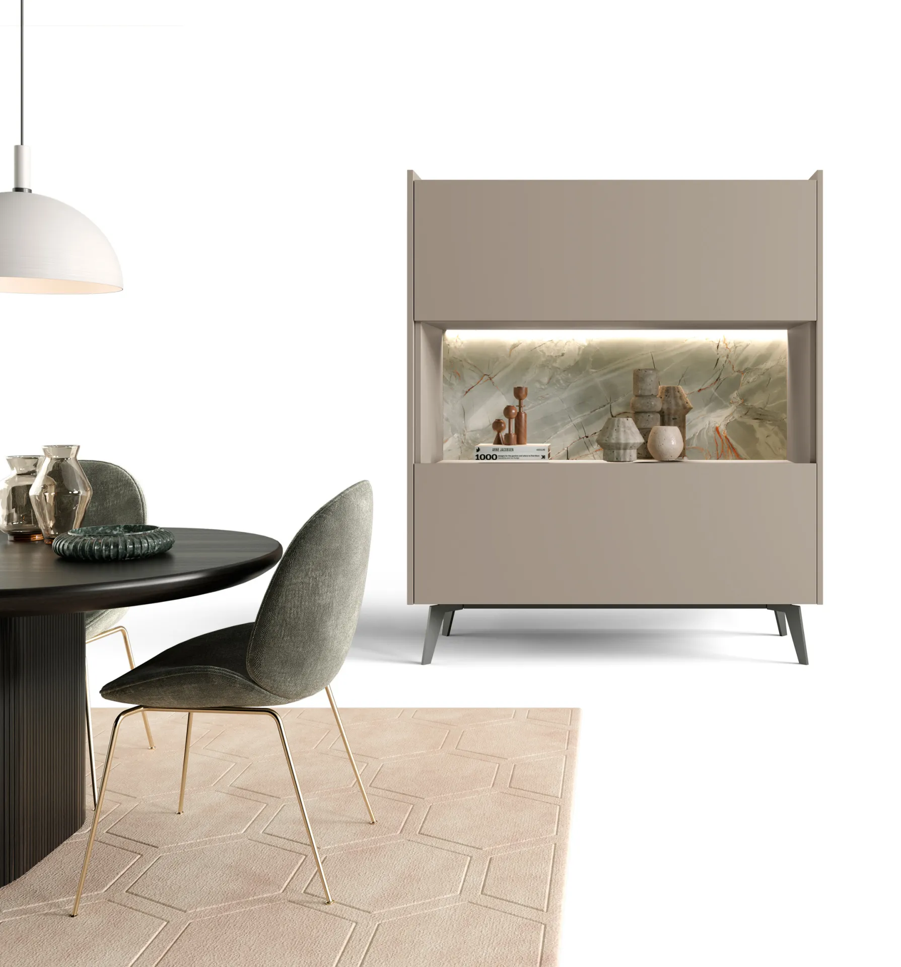 Madia alta Linear 14 Adriatica visone congo con vano illuminato in zona pranzo