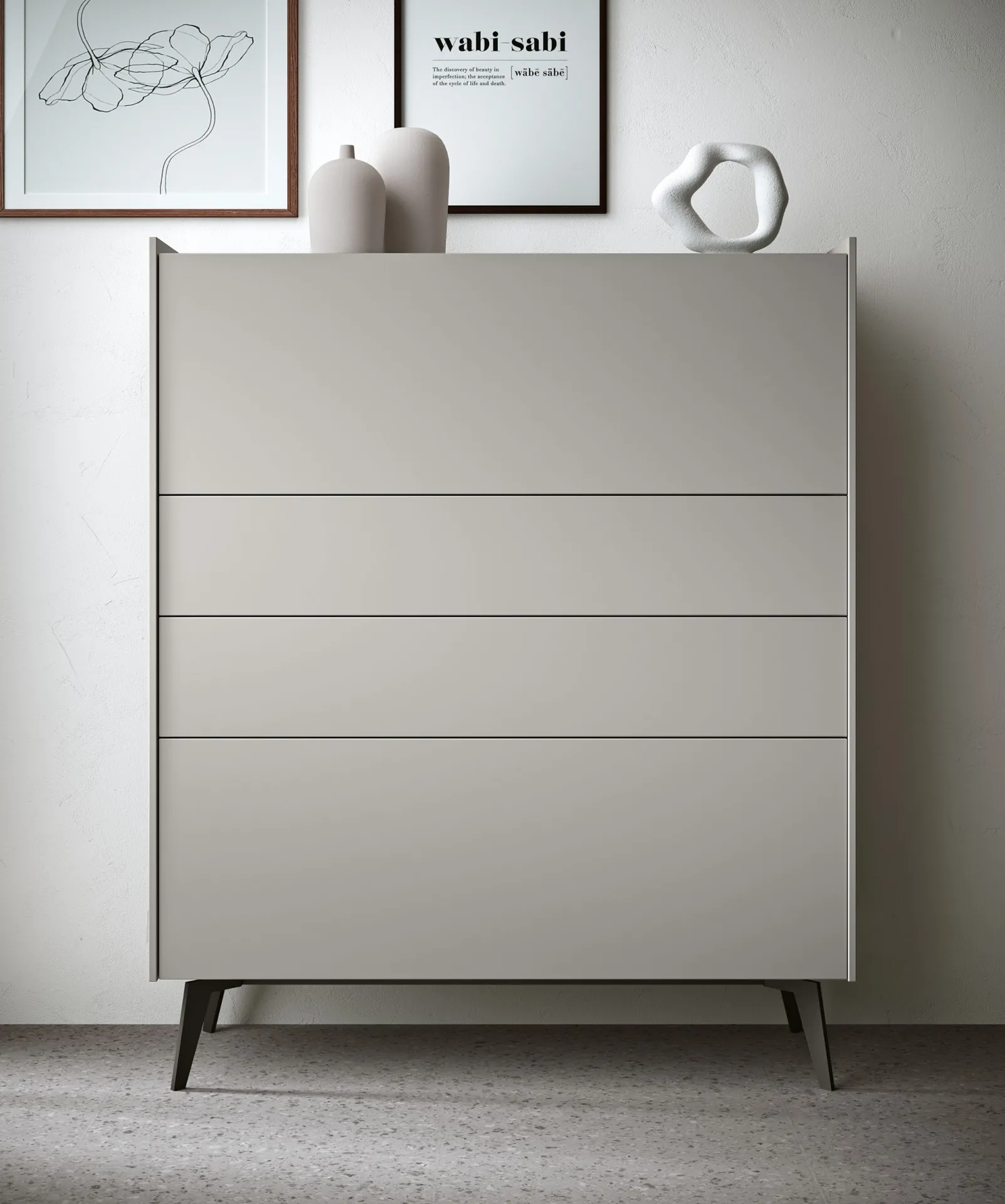 Madia alta Linear 15 Adriatica a cassetti grigio fumo con top azzano