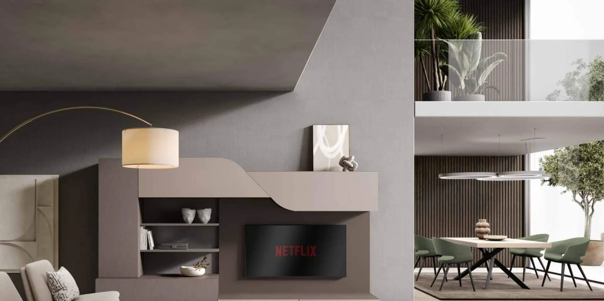 Madia Velvet 4.0 Artigianmobili con specchio e pannellatura in un soggiorno luminoso