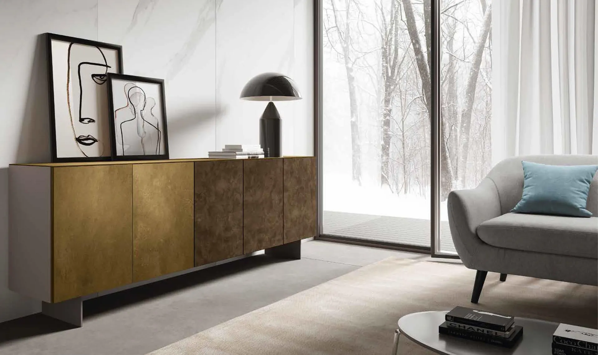 Madia Velvet 183 Artigianmobili con frontali effetto ottone e corten