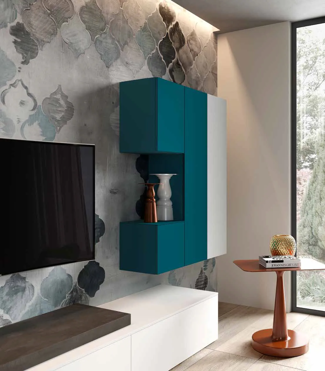 Colonna sospesa blu verde della parete 3D 215 Artigianmobili