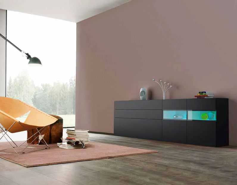 Madia bassa 3D 230 Artigianmobili grigio grafite con vano illuminato