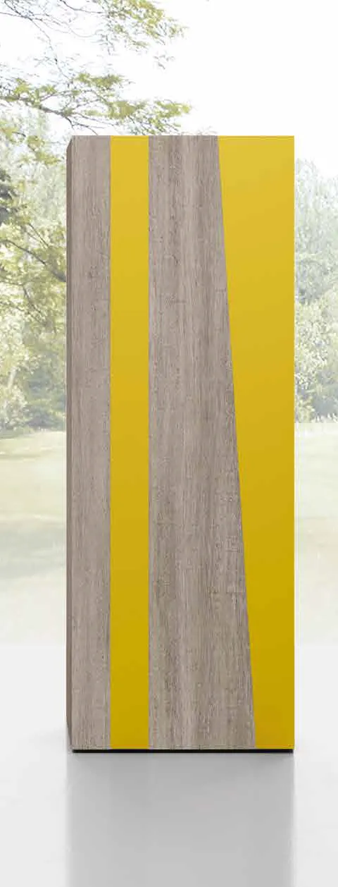 Colonna Mini 302 Artigianmobili rovere cenere con anta in vetro giallo