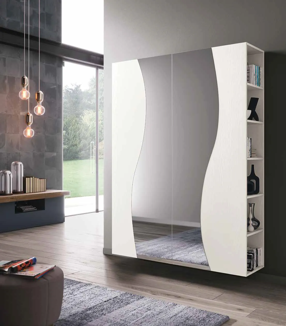 Ingresso Mini 305 Air Artigianmobili bianco con specchio e seduta
