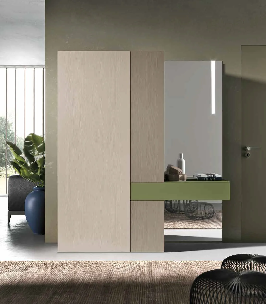 Ingresso Mini 307 Artigianmobili con specchio e mensola verde