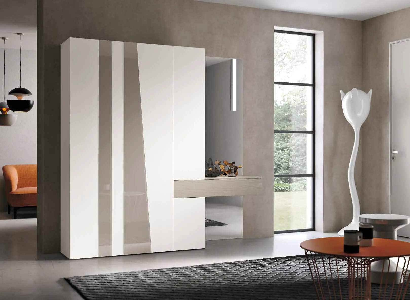 Ingresso Mini 309 Artigianmobili bianco e canapa con specchio