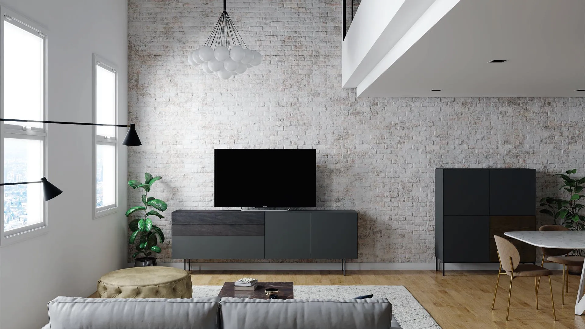 Madie Titolo T101 Artigianmobili grigio antracite con ante in ceramica e corten