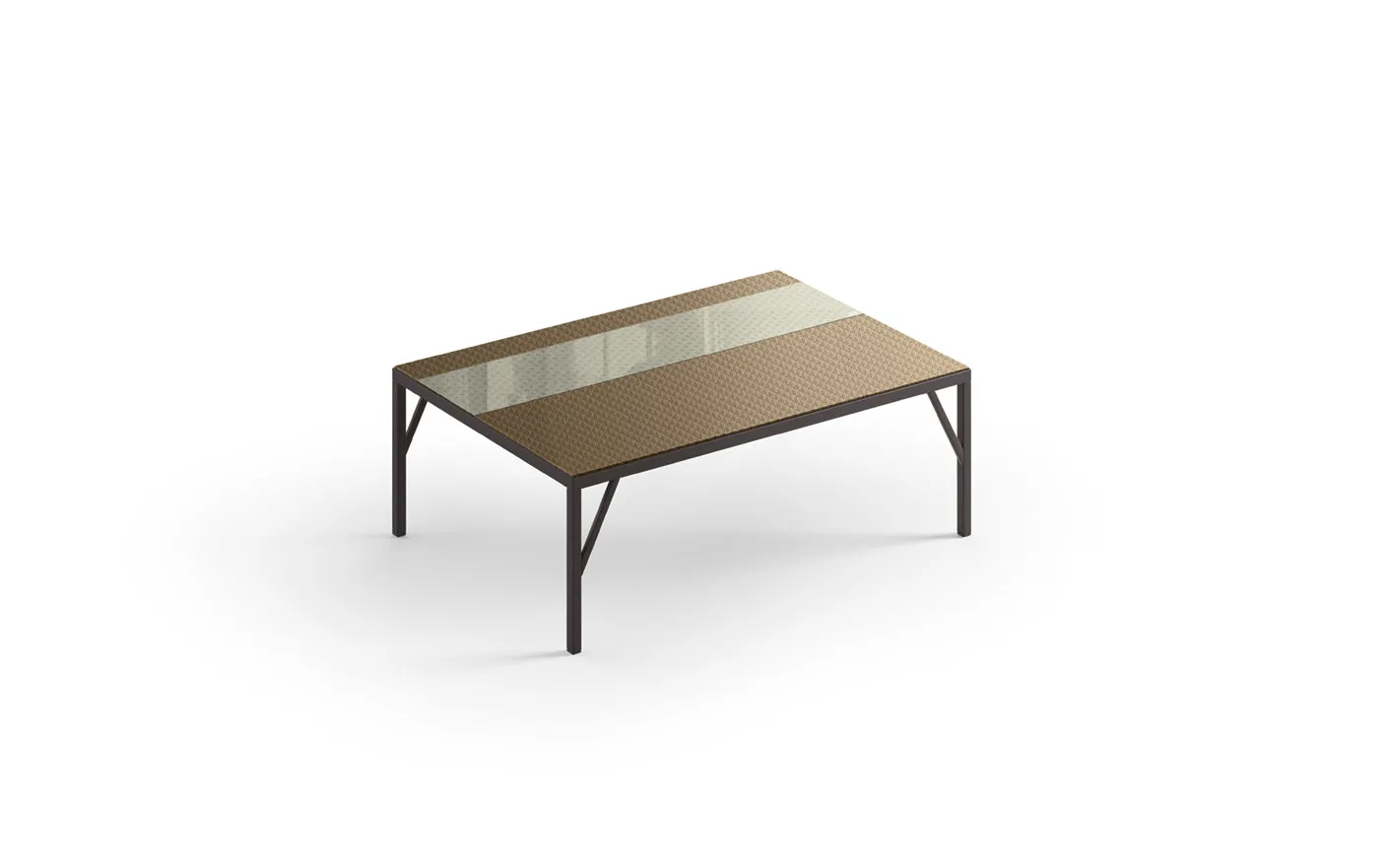 Tavolino da salotto Corso 11 con fascia in vetro chiaro e piano in tono bronzo