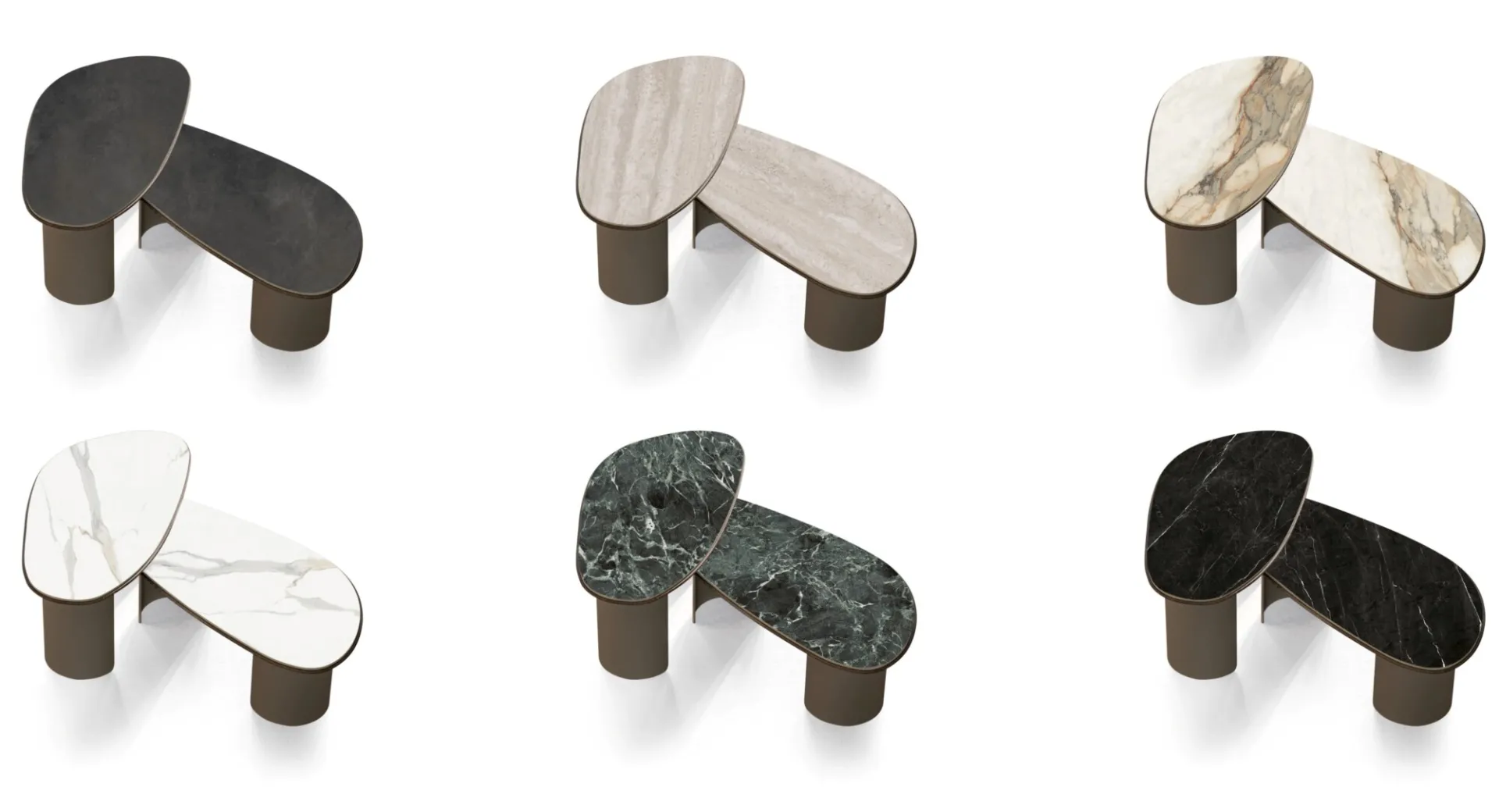 Tavolini Stone Devina Nais in sei combinazioni di piano