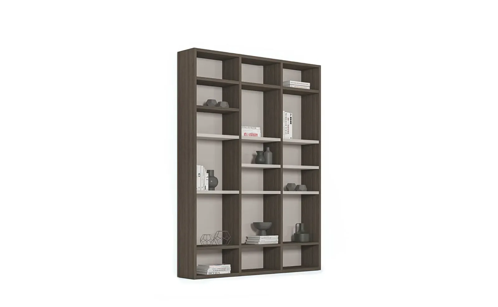 Libreria Line Up 19 Dielle Modus in legno scuro, su fondo bianco