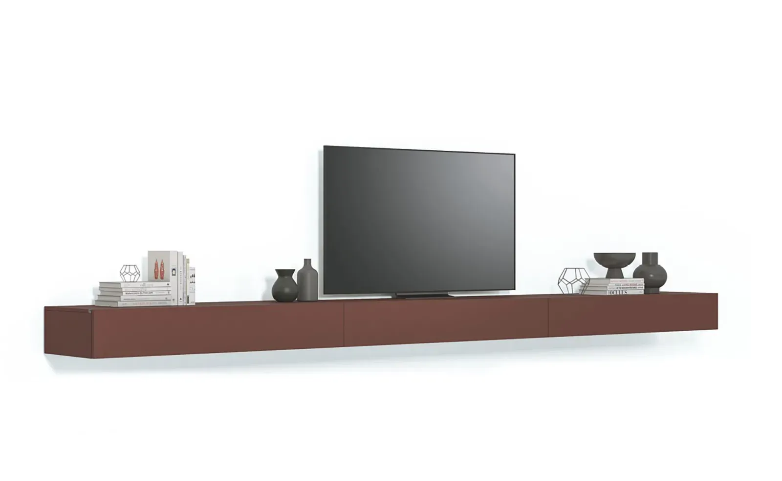 Mobile TV Line Up 04 Dielle Modus rosso mattone, su fondo bianco