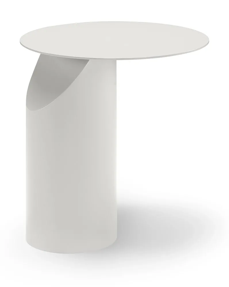 Tavolino Nails one Dienne bianco a colonna cilindrica con piano tondo
